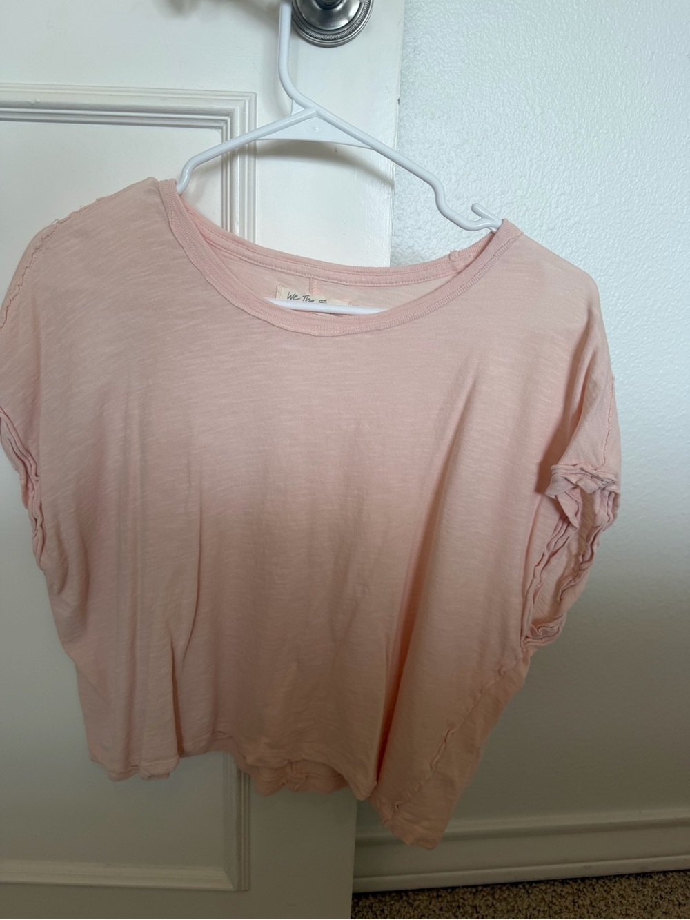 Free People Light Pink Short Sleeve Boxy Tee